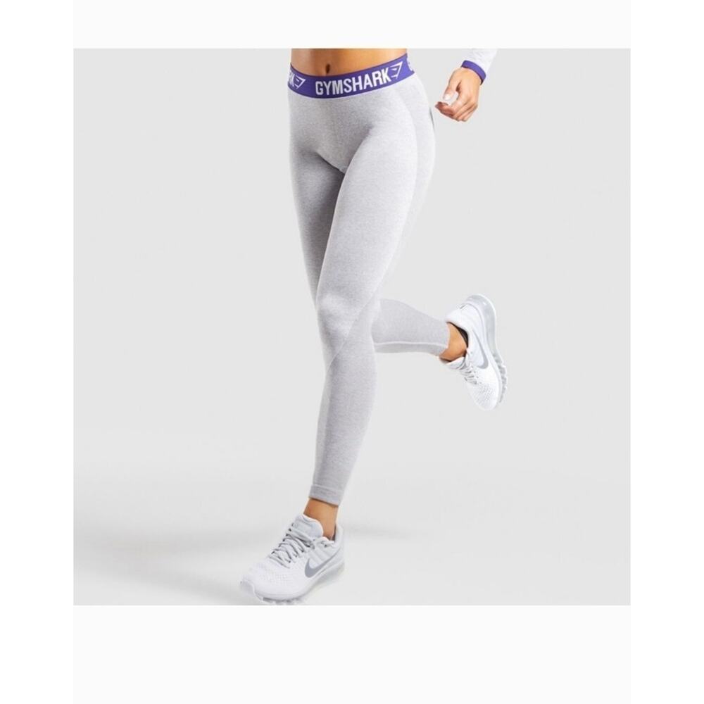Gymshark Women's Flex Leggings Small Purple Waistband Grey Gray